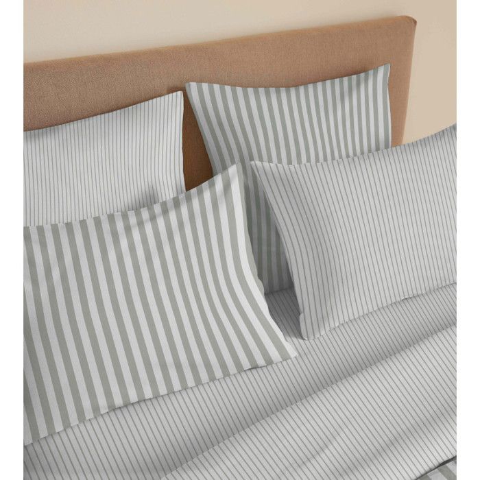 Pack complet housse de couette réversible "Vanessa" 6 pièces pour lit 180 x 200 "King Size" Palerme Eucalyptus