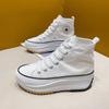 Thin Heightening Canvas Shoes Women'S New High-Top Casual Shoes Niche Muffin Thick-Soled White Shoes Versatile Shoes