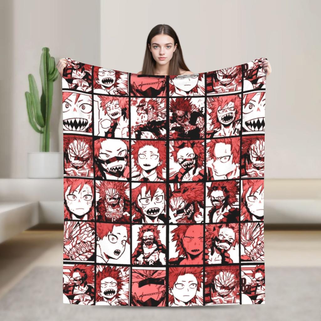 My Hero Academia Deku Izuku Knitted Blanket Coral Fleece Plush Super Warm Throw Blankets for Airplane Travel Bed Rug