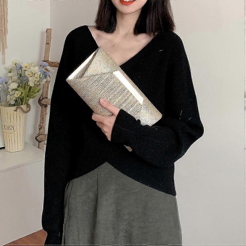 Glitter Clutch Purses for Women Evening Bags Flap Envelope Handbags Wedding Party Prom Clutch In Silver and Gold less