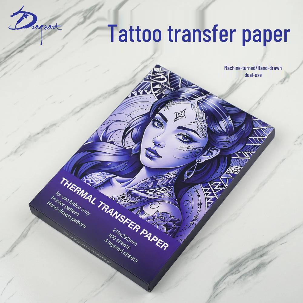 Бумага для перевода татуировок Dragon Art, нарисованная от руки - 4-слойные термотрансферные листы, 100 листов/коробка