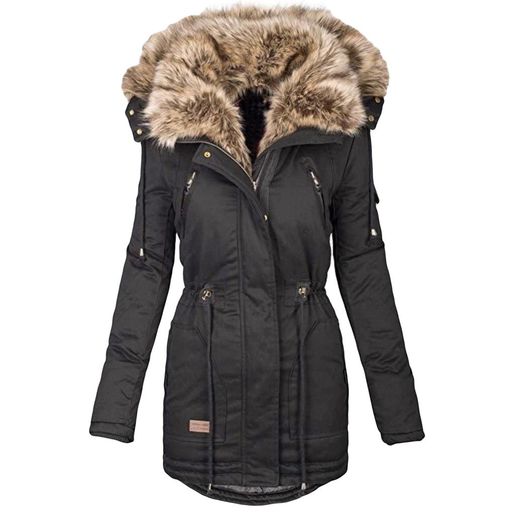 Женская зимняя однотонная хлопковая стеганая куртка с длинным рукавом и капюшоном, верхняя одежда