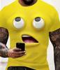 Мужская и женская футболка с коротким рукавом и забавным мультяшным лицом, летняя мода, топы с круглым вырезом, пуловер, мужская свободная одежда, размер XXS-6XL