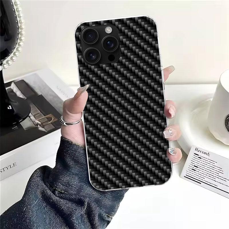 Мягкий чехол для телефона с узором из кованого карбона для IPhone 11 17 Air 16E 16 Pro Max 15 + 14 Plus 13 Mini 12 Apple 7 SE 8 Fundas Coque 11 1