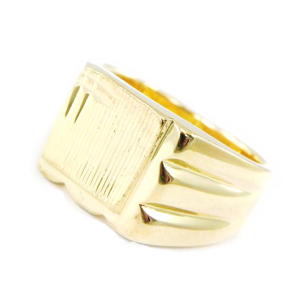 Кольцо с печаткой позолоченное 'Charles' золото - 12x14 мм