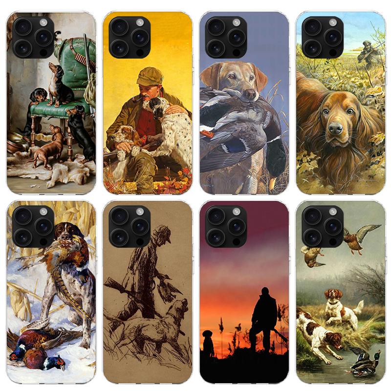 Hunter Dog Hunting Phone Case For iPhone 17 Air 11 13 Mini 14 15 Plus 16 12 Pro Max 16E SE 7 8 Pattern Soft TPU Back Cover 17 A