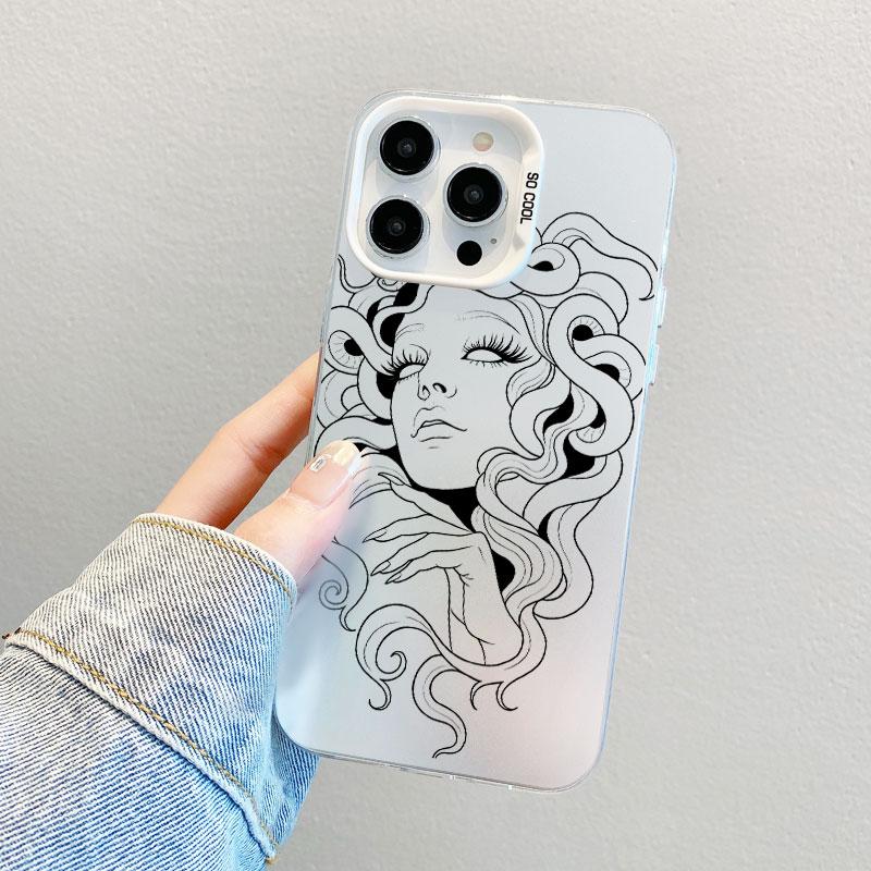 Beautiful Flower Girl Line Design Durable Laser Phone Case For Samsung Galaxy S21 S23 S24 FE S25 S24 S23 S22 Ultra Plus Covers