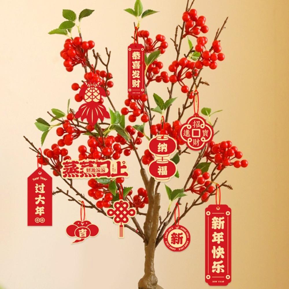 16PCS Spring Festival Blessing Card Hanging Ornament Potted Plant Decoration Snake New Year Decor