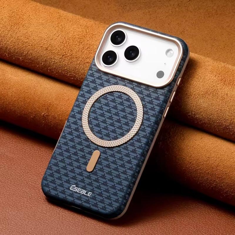 Роскошный деловой кожаный магнитный чехол-книжка для телефона iPhone 17 16 15 14 13 Pro Max 17Pro 17Air с металлическими кнопками для объектива и бампером