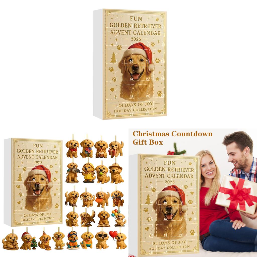 Dog Theme Christmas Advent Calendar With Acrylic Animal Figures For Holiday Gift Giving