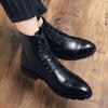 Fashion New Lace-UP for Men Motocross Boots Retro Brand Men's Casual Patent Leather Oxfords Men Formal Dress High Top Shoes Brogue Shoes