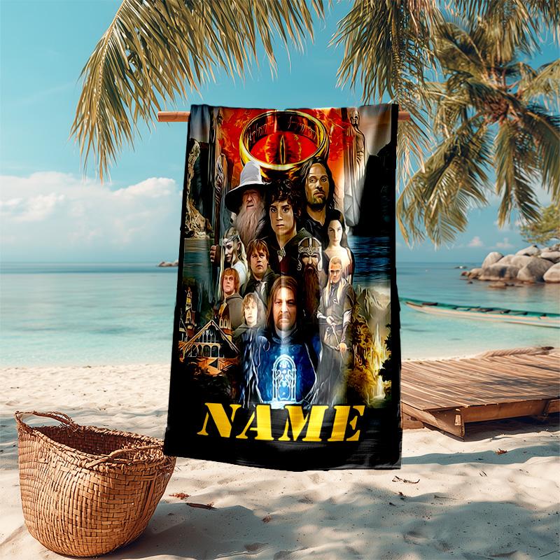 Personalized customized proof beach towel with The Fellowship of the Ring pattern - soft, absorbent,quick-drying,perfect swimming,camping&bathing