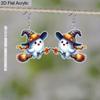 2D Flat Halloween Earrings Decoration Cute Acrylic Witch Pendant Jewelry Women's Holiday Gift Charms