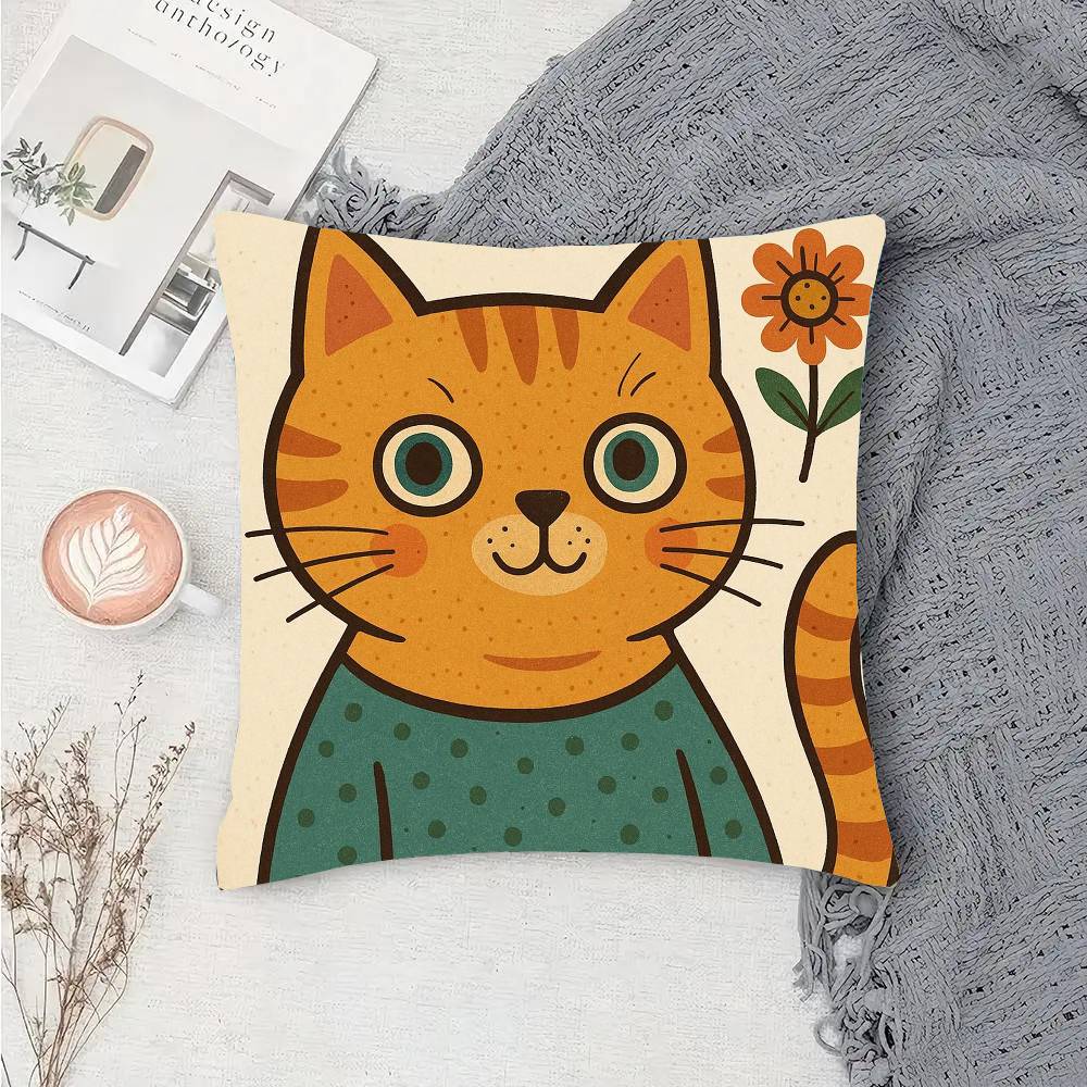 Leopard Rabbit Bear Tiger Mouse Rainbow Funny Pillow Case Fashion Square Pillowcase Bedroom Sofa Room Ins Decoration Leisure