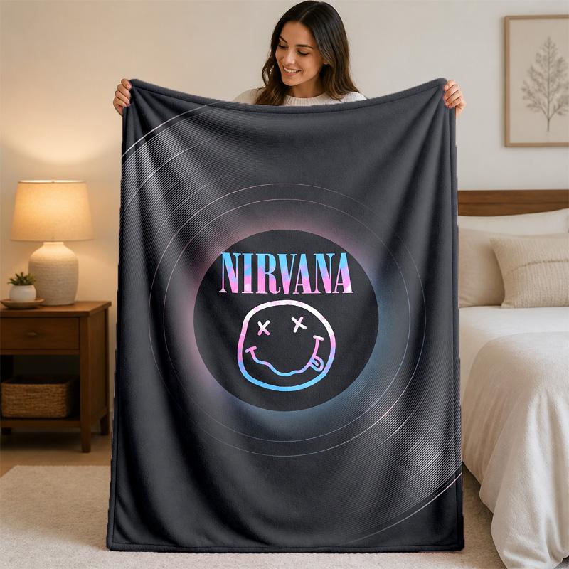 Фланелевое одеяло с принтом Nirvana, уютное, легкое, плюшевое покрывало для кровати, дивана, домашнего использования