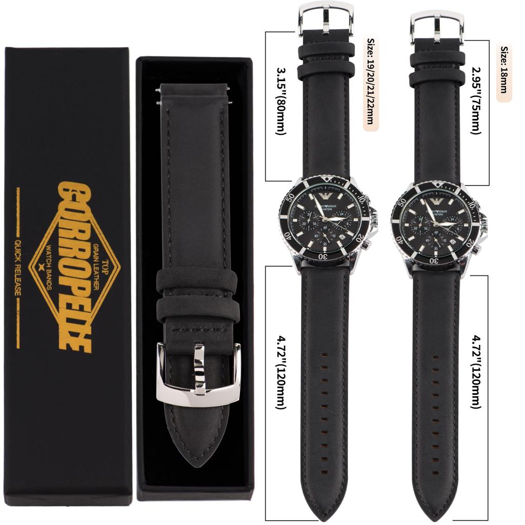 CORROPELLE Натуральная кожа Часы Быстрая замена Без инструментов Ретро Элегантный Crazy Horse Тактильный Унисекс Ремешок, Застежка, 18 мм, 19 мм, 20 мм, 21 мм, 22 мм,