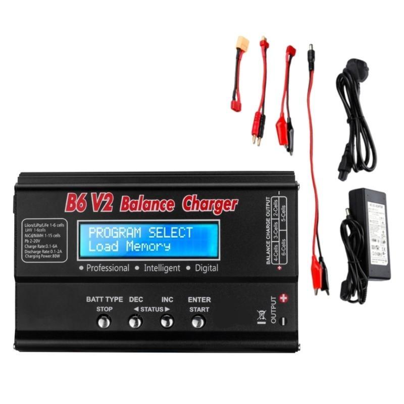 B6 Battery Balance Charger 80W 6A for 1-6S Batteries Compatibles NiCd NiMH and More Upgraded B6V2