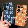 Тонкий чехол из ТПУ с принтом банта и текстурой из кожи для Xiaomi 13T Pro Poco X7 X6 M6 Pro Redmi Note 14 13 Pro 12 11, матовый противоударный мягкий чехол для телефона