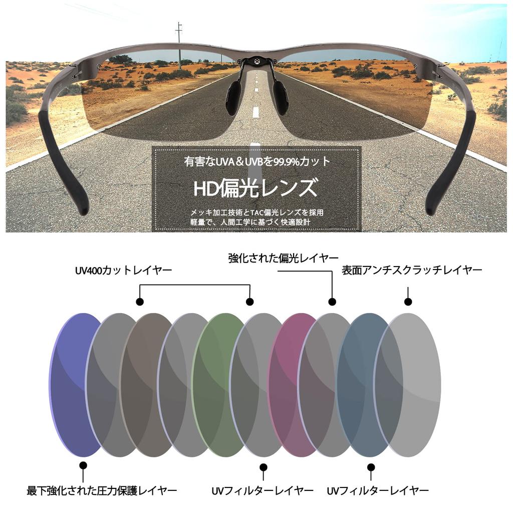 Поляризованные фотохромные солнцезащитные очки UV400 Овальные Квадратные Маленькие Ободковая оправа из сплава Легкие Спортивные Велосипедные Рыбалка Вождение B1087 [FEISEDY] Мужские