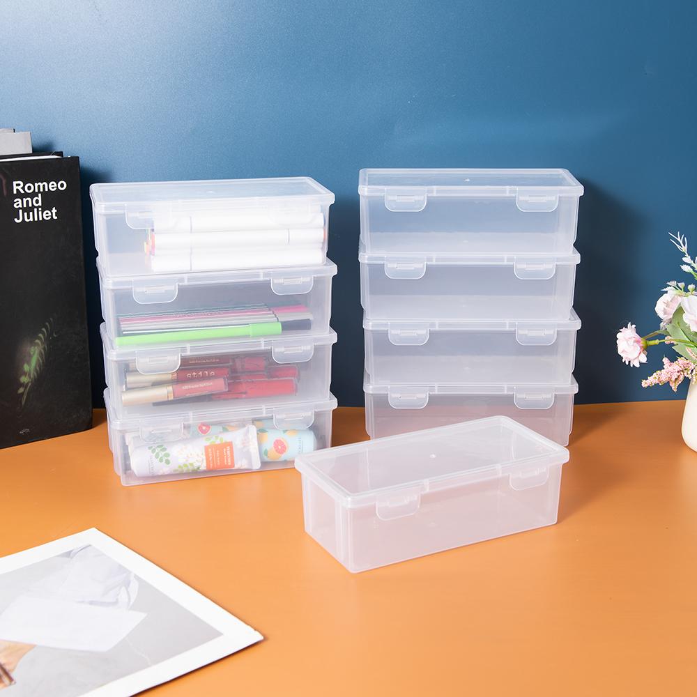 Прозрачные коробки для карандашей 4 шт. в упаковке, большой емкости, пластиковые органайзеры, коробки для хранения в школе, складной дизайн, офисные принадлежности Storag