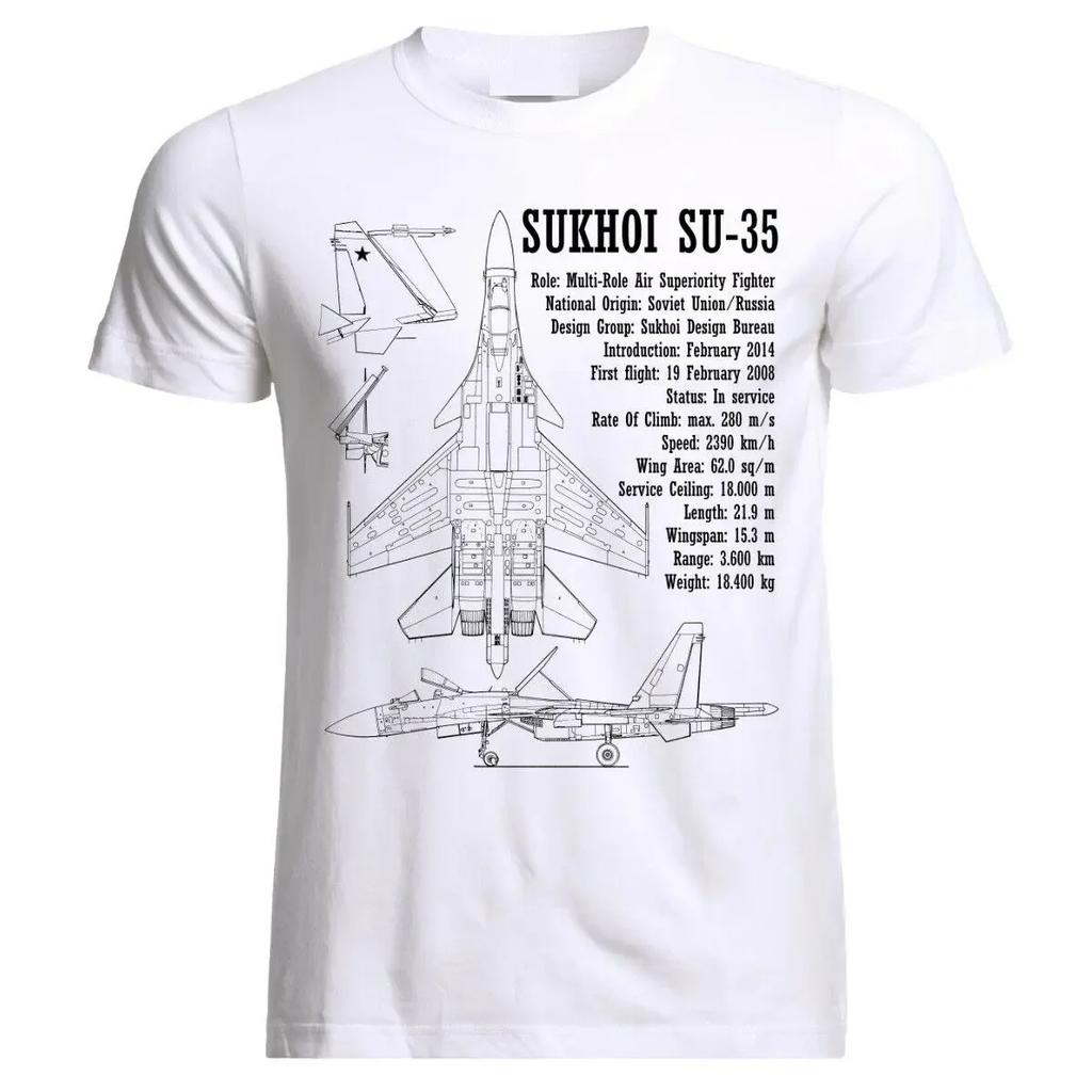 Russian Su35 FlankerE Multirole Fighter Blueprint TShirt New 100 Cotton ONeck Summer Short Sleeve Casual Mens Tshirt