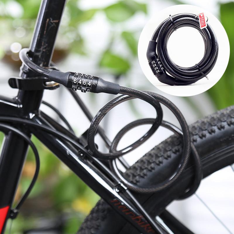 1M Code Password Bicycle Lock 4 Digit Code Anti-Theft Spiral Steel Cable Bike Lock Bicycle Locker Bicycle