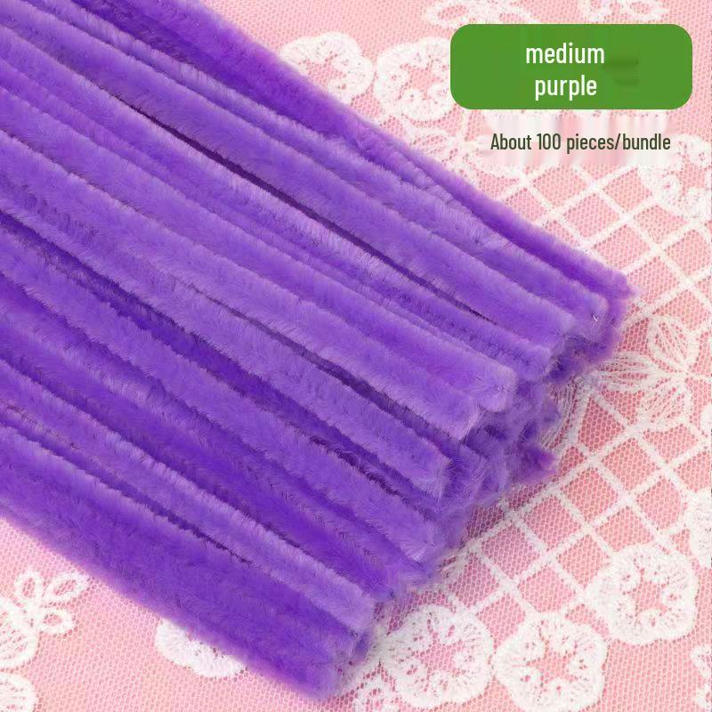 Thickened White Chenille Pipe Cleaners - Mixed Colors for DIY Bouquet Crafts