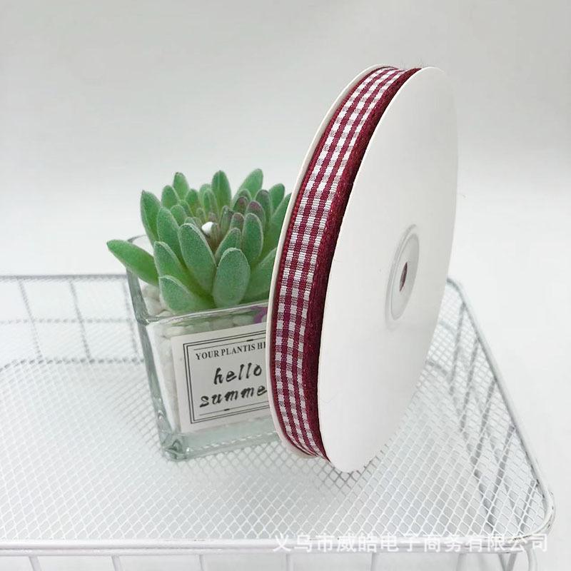 1cm Wide Plaid Ribbon for Cake Packaging, Flower Bouquets, and Christmas Decorations