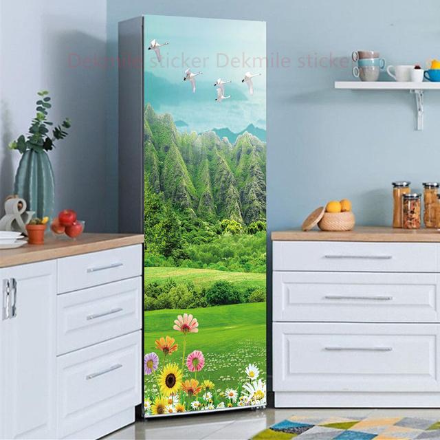 39 стилей на выбор, цветы, пейзаж, наклейка на холодильник, пилинг-палка, водонепроницаемая двойная дверь, морозильная камера, декор для шкафа, художественная роспись
