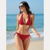 New Sexy Solid Color Halter Bikini Swimsuit Low Waisted Black/Red Beach Bathing Suit Swimwear Two Pieces