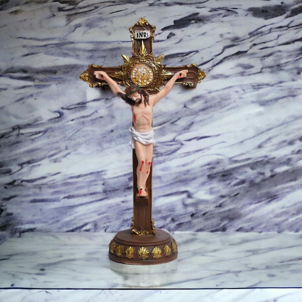 Table Crucifix with Lord Jesus Christ In 12 Inch for Prayer Room Gifting and Decoration