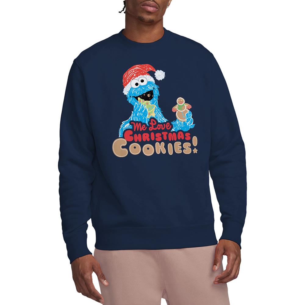 Sesame Street Unisex Adult Me Love Christmas Cookies! Cookie Monster Sweatshirt