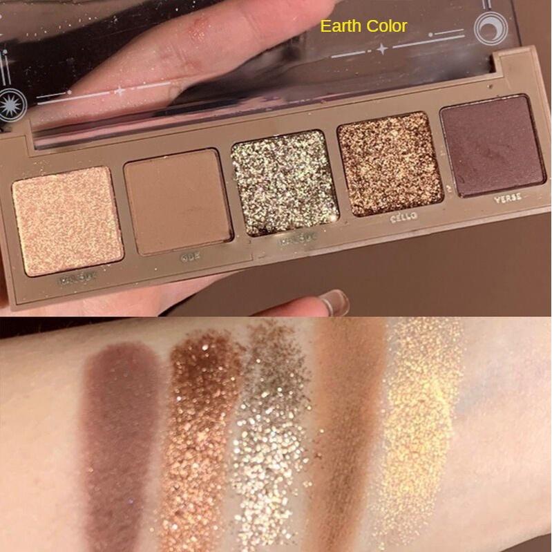 Новый 5-цветный лоток для теней для век естественного цвета, водостойкий цвет земли, перламутровый матовый, стойкий контурный лоток для теней для век, макияж для глаз, студенческий женский макияж