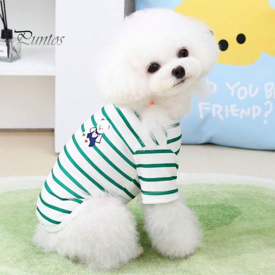 Милая тонкая футболка с круглым вырезом и рисунком медведя из мультфильма «Домашние животные», летний полосатый свитер для повседневной носки