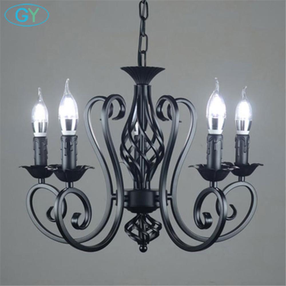 Промышленная люстра из кованого железа на 3, 5, 6 ламп, винтажный подсвечник, ретро, черно-белый подвесной светильник, оптовая продажа