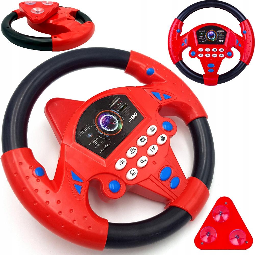 Colorful Steering Wheel with Suction Cup Driving Sounds Educational Red
