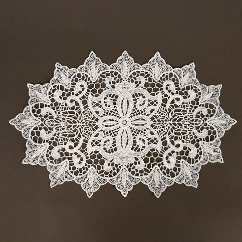 Square Embroidered Lace Tablecloth with Hollow Design, European Style Decoration for Coffee Tables and Vase Settings.