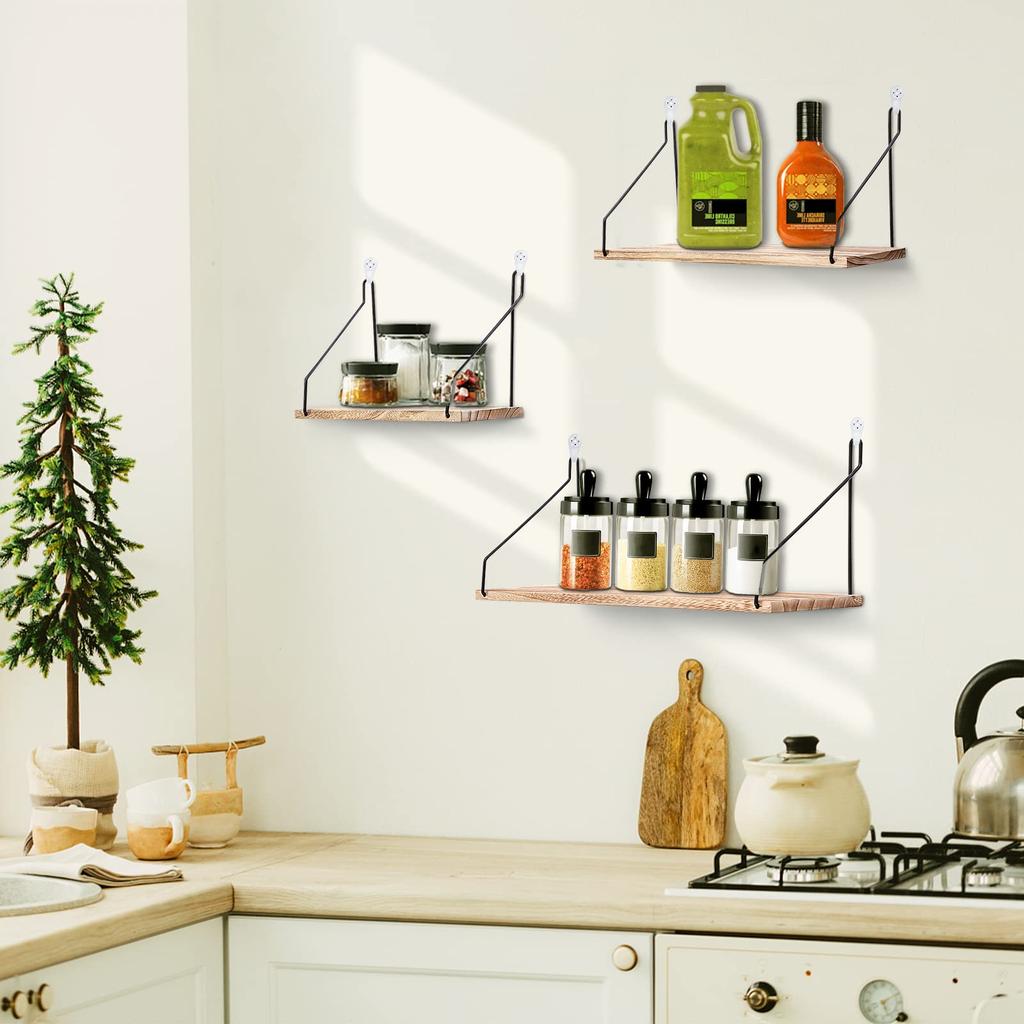 Плавающие настенные полки, настенная подвесная полка в деревенском стиле, настенная книжная полка в фермерском стиле для ванной комнаты, кухни, столовой, гостиной, Wood Me