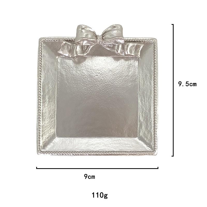 Resin Jewelry Tray With Gold Bow Decorative Dish Rings Necklaces Home Organizer Heat Resistant Coaster