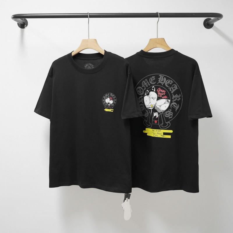 Unisex Cotton T-Shirt With Embroidered Cross Sanskrit Print Loose Fit Short Sleeve Tee