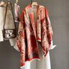 Autumn New Plant Flower Jacquard Scarf Women's Thickened Warm Multi-functional Scarf with Decorative Shawl