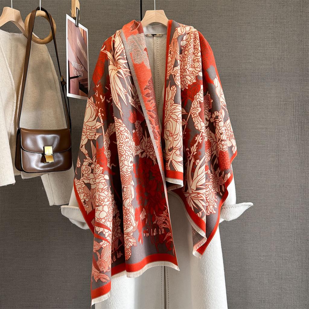 New Winter Cashmere Scarf Women Luxury Flower Print Female Shawl Wrap Scarves Lady Thick Warm Blanket Gift Echarpe Pashmina