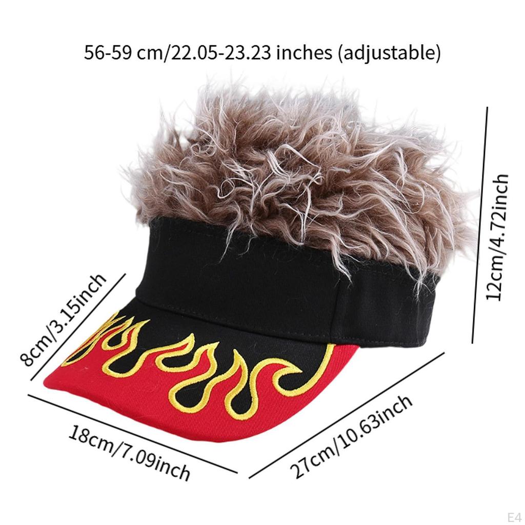 Visor Hat with Fake Hair Baseball Cap for Beach Sunbathing Cycling Christmas
