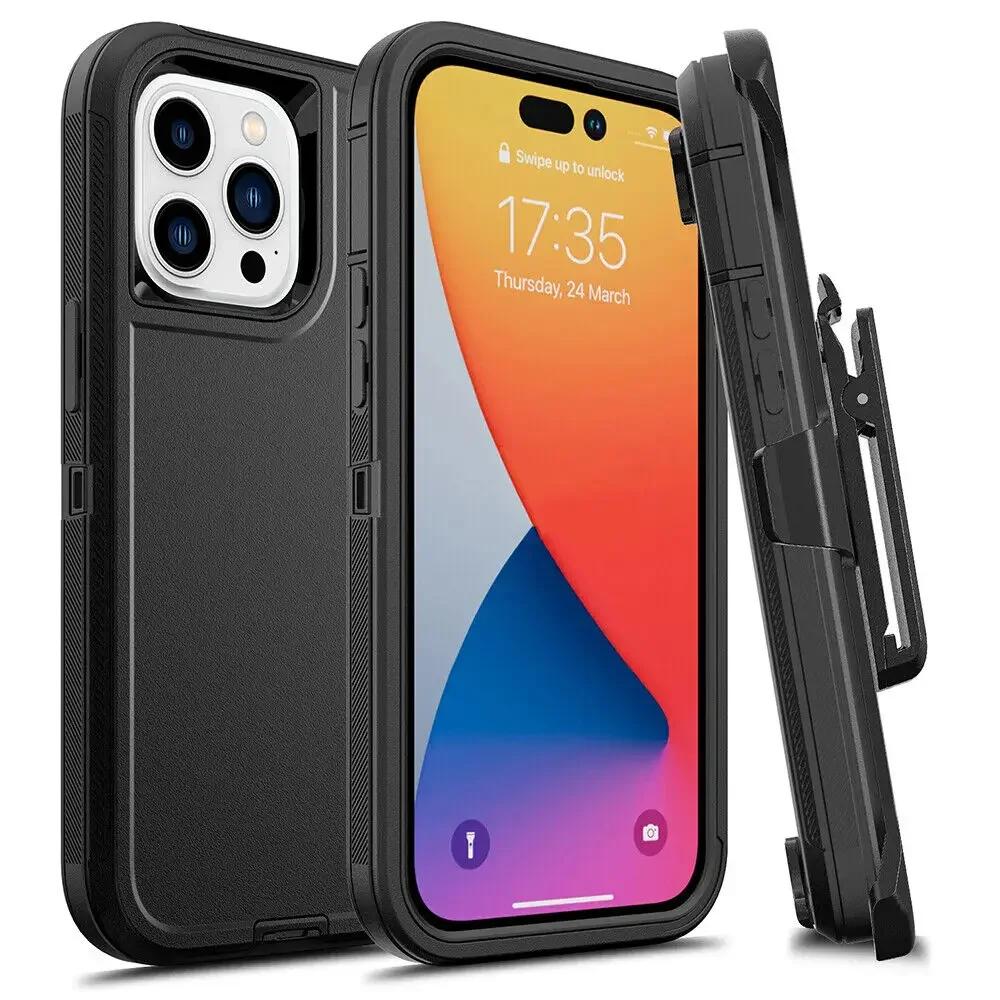 Бронированный чехол OTT Phone BOX Военного класса для IPhone 17 16 15 14 Plus 13 12 Pro Max Ударопрочный с держателем-клипсой на ремень