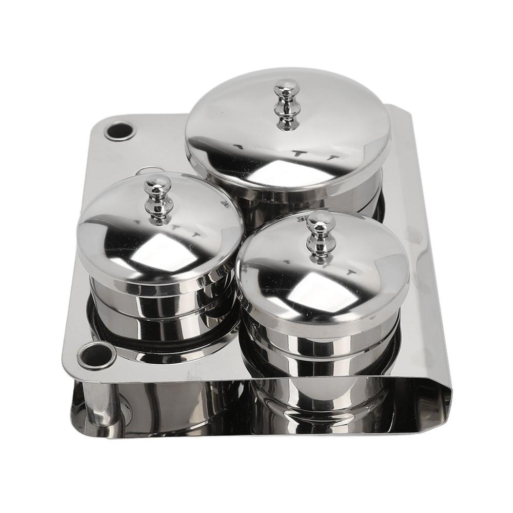 3 Pcs Smooth Surface Stainless Steel Nail Powder Dappen Dish For Nail Design