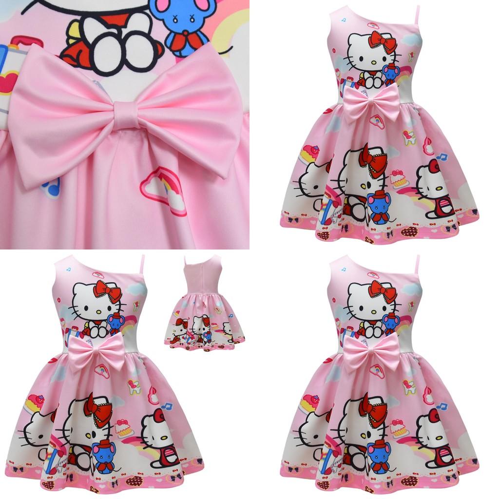 Безрукавное платье с принтом Hello Kitty и оборками для весеннего наряда