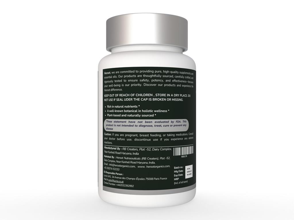 Heroot Ginkgo Biloba Extract 120mg – Herbal Supplement for Memory, Focus & Wellbeing – 60 Veg Capsules