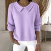 Women's Fashionable Long-sleeved Solid-color Pullover Knitted Sweater Top