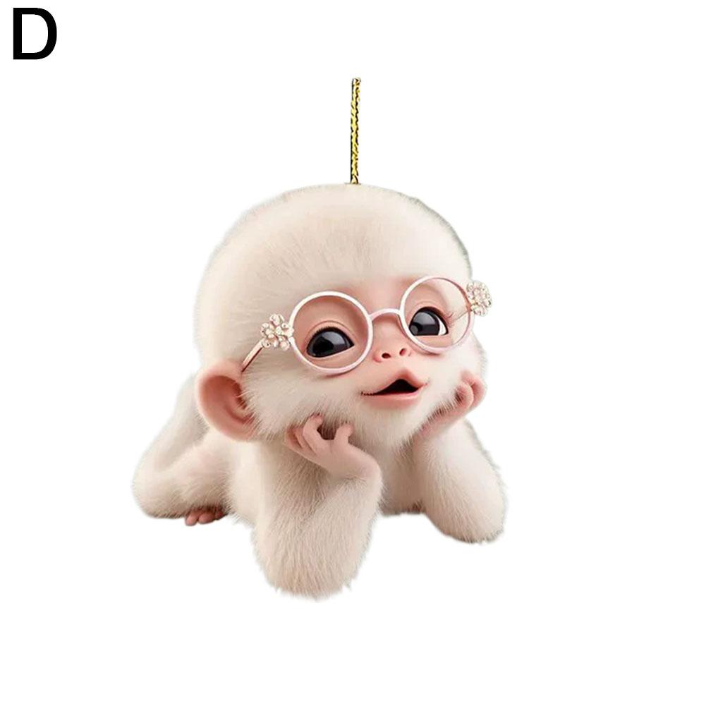 2D Подвеска для автомобиля в форме обезьяны, подвесное украшение с цепочкой, реалистичное животное, подвесной декор для зеркала заднего вида, аксессуары для интерьера автомобиля