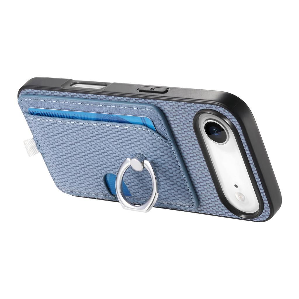For iPhone Air Case Ring Kickstand Leather Back Cover with Magnetic Detachable Card Holder